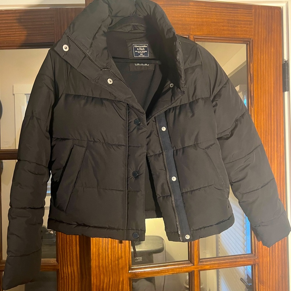 Abercrombie Black Crop Puffer Jacket